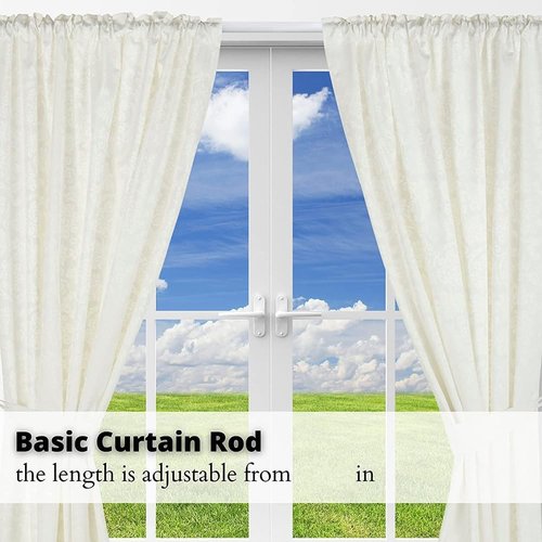 Blu-Pier Tech Heavy Duty Curtain Rod - Adjustable 28 to 48-Inch Width, White | Includes Hardware (Pack of 2)