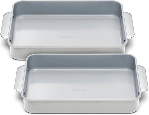 Caraway Non-Stick Ceramic Rectangle Pan Duo | 9”x13” - Naturally Slick & Non-Toxic - Ideal for Brownies, Lasagnas, Gray