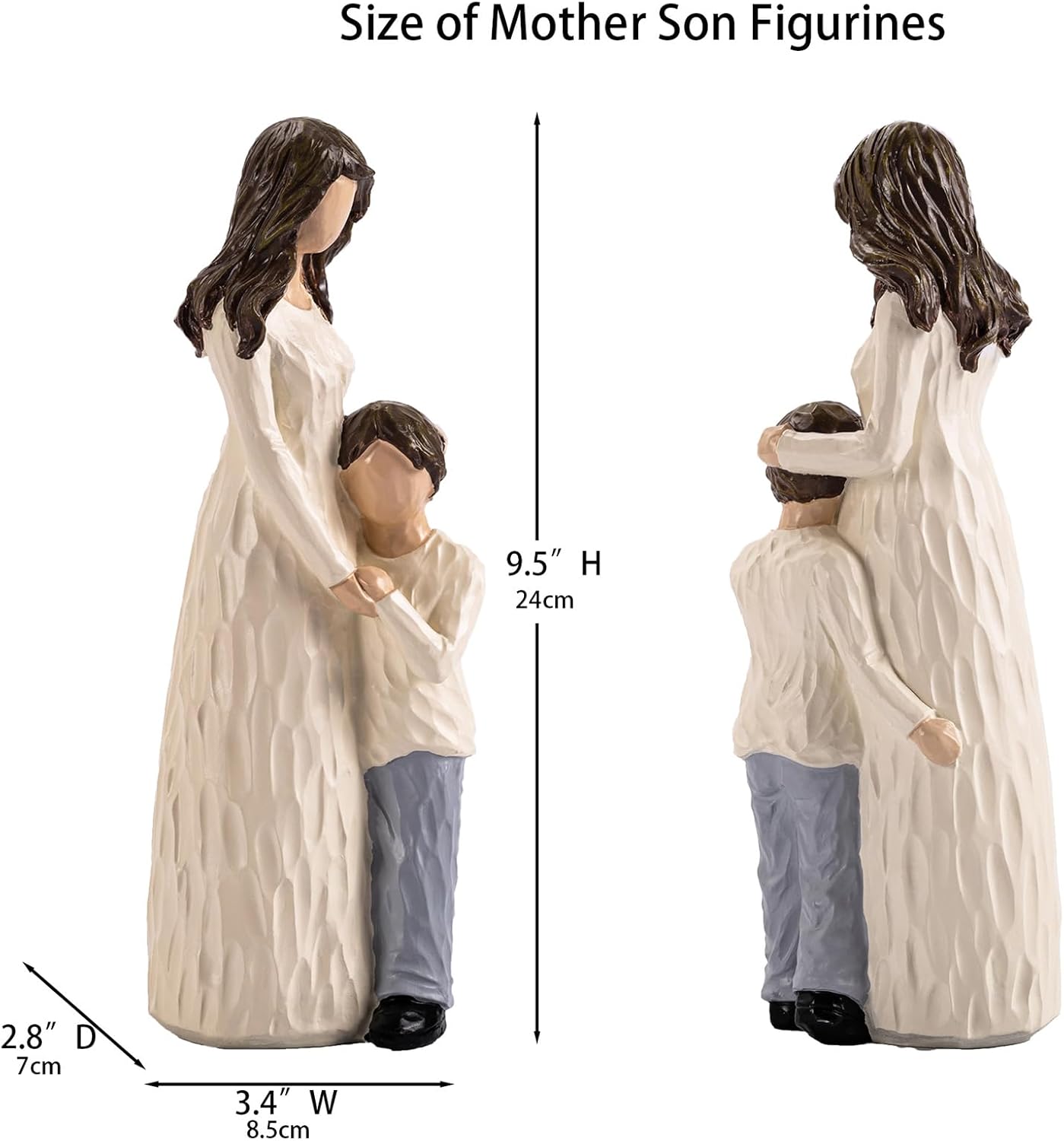 Regine Switzerland Mother and Son Figurines - Hand-Painted Family Sculpture Gift | 9.5" H for Birthdays, Mother's Day & More
