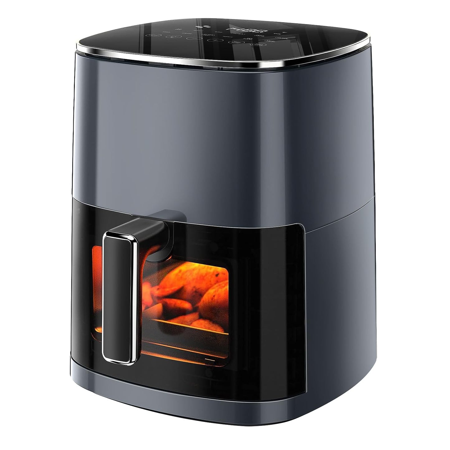 Simple Deluxe Air Fryer - 6.34 QT Digital Airfryer with Visible Window, 12 Presets Functions, Nonstick and Dishwasher-Safe Basket, 1700W, Gray