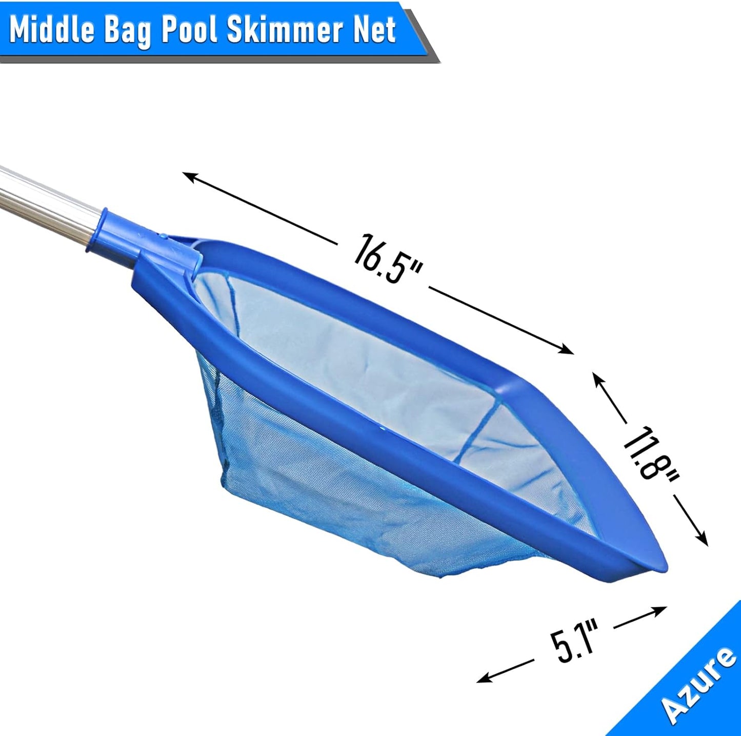 Poolvio Leaf Skimmer Net - Telescopic Aluminum Pole with Nylon Mesh for Easy Pool Cleaning
