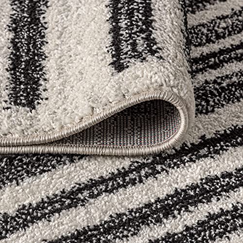 JONATHAN Y Khalil Cream/Black 7' Round Indoor Area Rug - Modern Bohemian Design