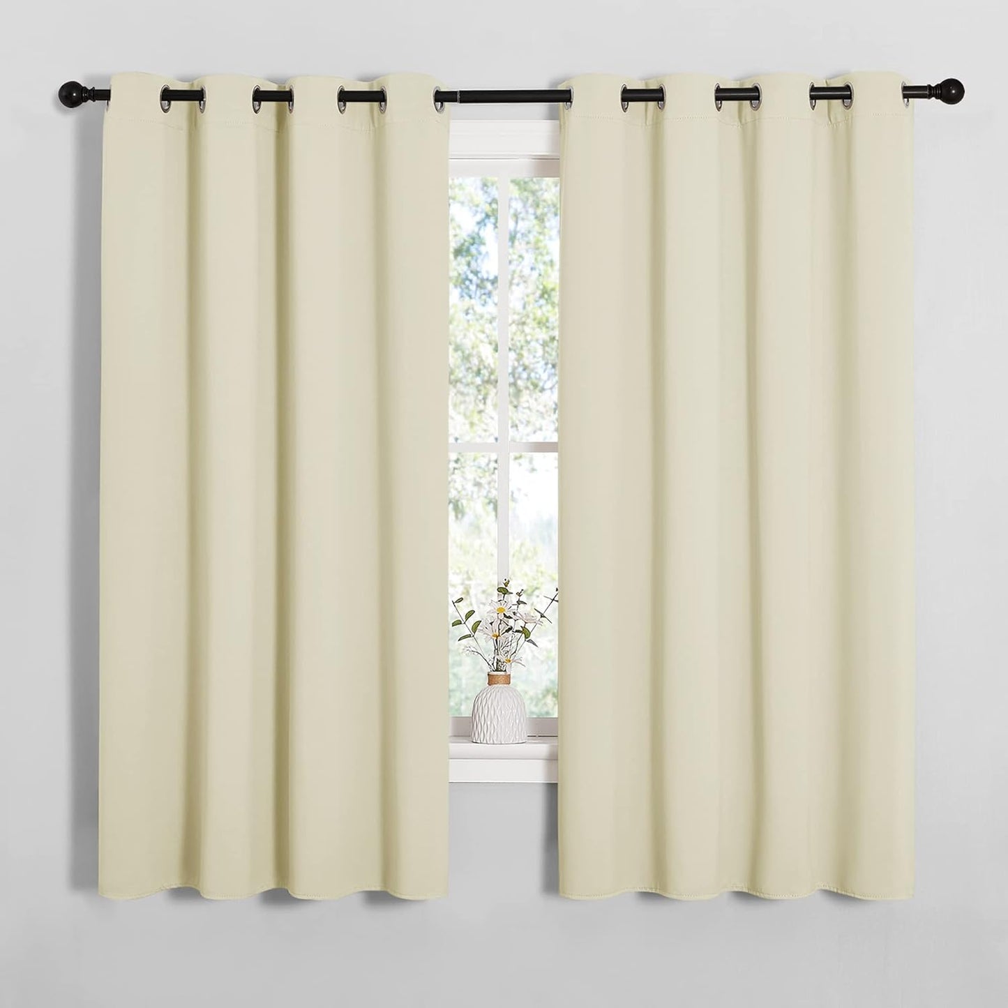 NICETOWN Room Darkening Curtain Panels - Thermal Insulated Grommet Drapes for Windows | Beige, 2 Panels, 55x68 Inches