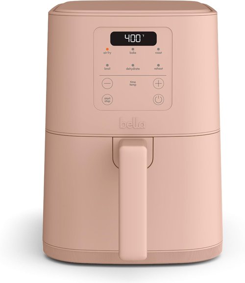 Bella 4Qt Slim Air Fryer - EverGood™ Ceramic Nonstick Coating, Adjustable Temp, 6 Cooking Presets, Blossom Color
