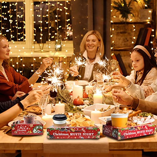 20 Pcs Christmas Movie Night Snack Trays with Cup Holders - Holiday Party Supplies
