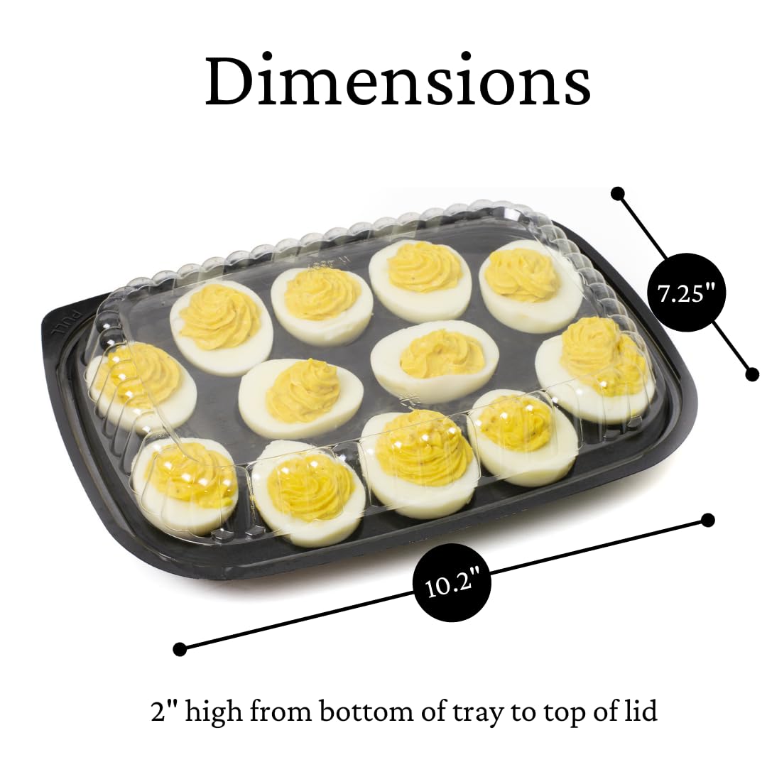 JAK Industrial 16 Pack - Disposable Deviled Egg Containers with Lid – Plastic Deviled Egg Trays – For 12 Egg Halves
