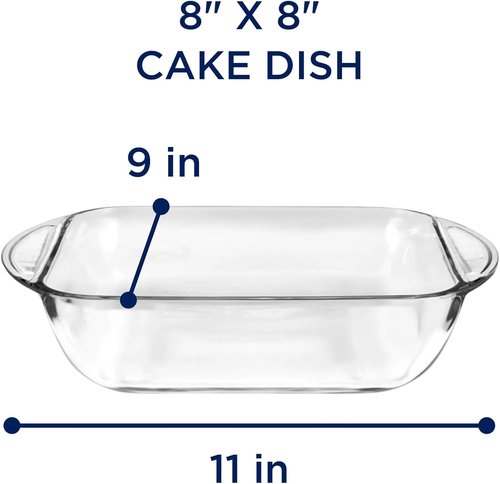 Glass Cake Pan 8" x 8" | Oven Safe Brownie Pan - Dishwasher & Microwave Safe for Easy Cleanup