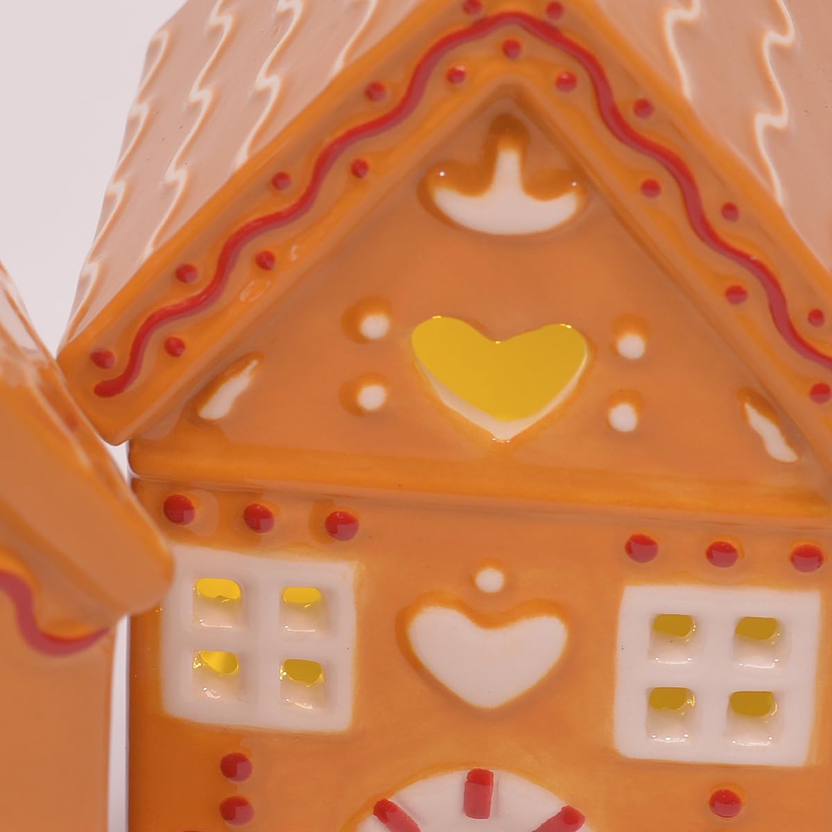 Mark Feldstein & Associates Ceramic Holiday LED Gingerbread Village Houses - Set of 4, 4 Inch