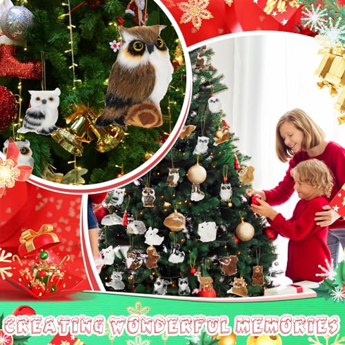 Jexine 50 Pack Plush Felt Woodland Animal Christmas Ornaments - Modern Furry Holiday Tree Decorations