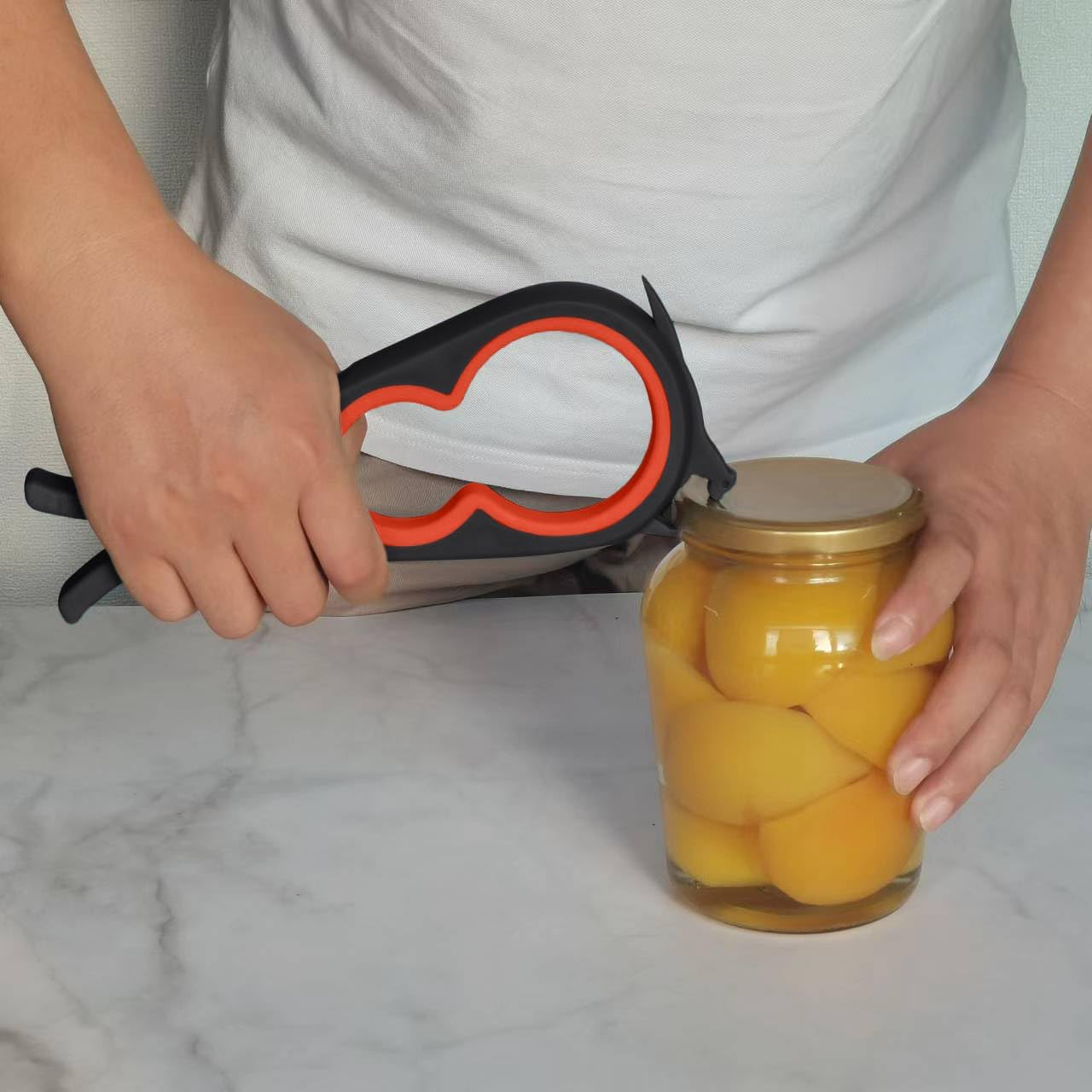 Otstar Jar Opener - Effortless Bottle & Can Opener for Seniors with Arthritis | Black & Red