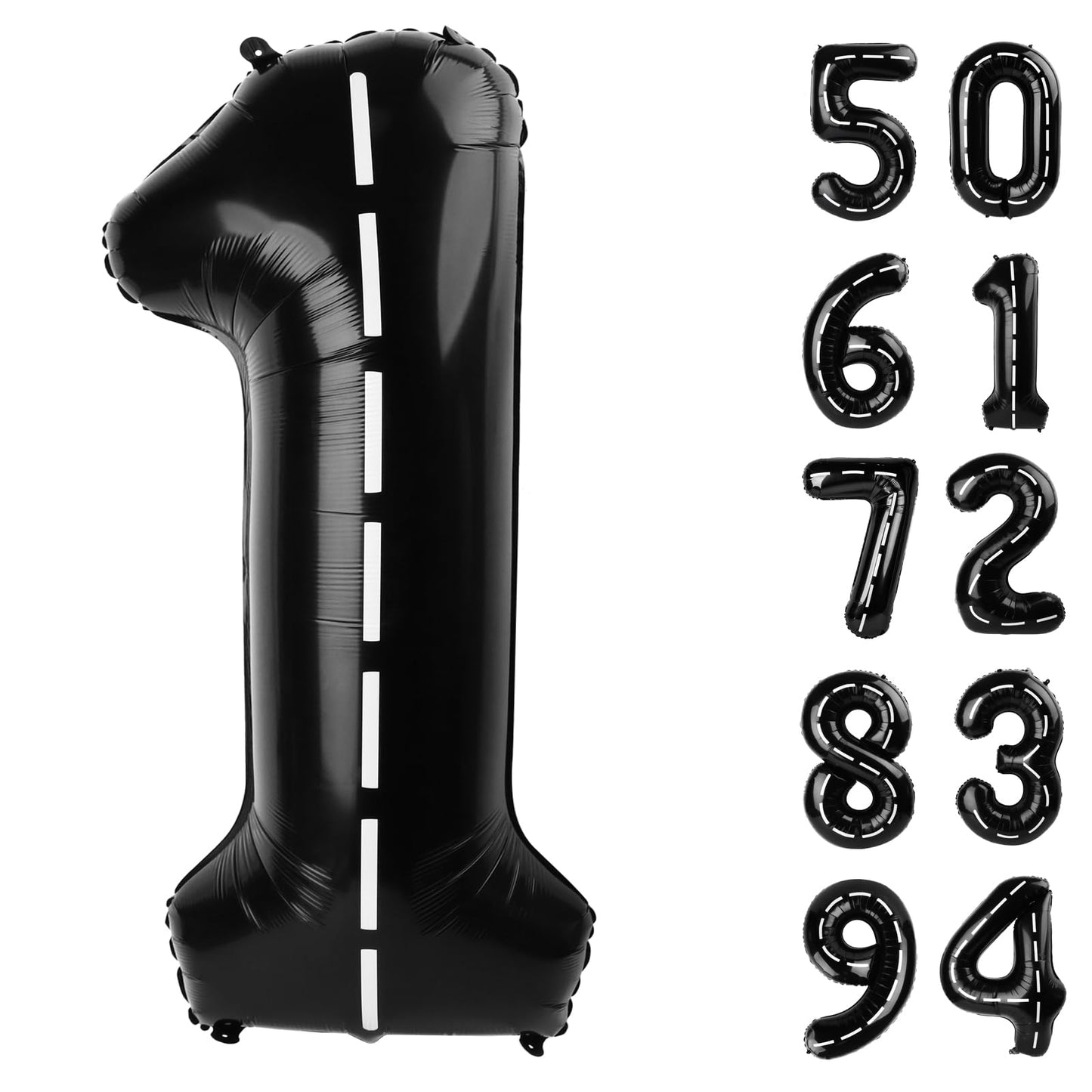 40 Inch Race Car 1 Balloon for First Birthday, 1st Number Balloons Black Race Car Birthday Decorations for Boy Kids Toddler Baby, One Giant Number 1 Balloon