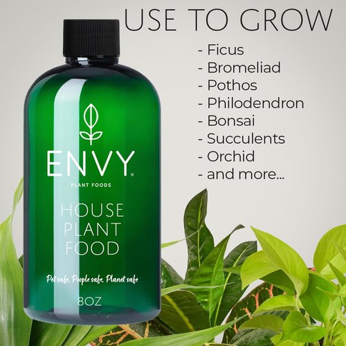 Envy House Plant Food - Advanced Liquid Fertilizer for Indoor Plants - All-Purpose Formula for Stronger Roots & Greener Leaves (8oz)