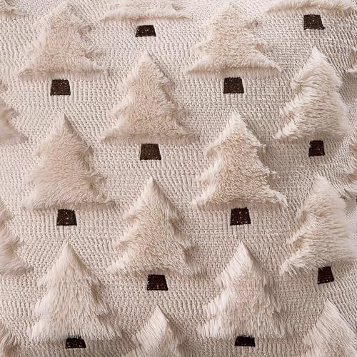 HDVUHKI Christmas Tree 16x16 Inch Throw Pillow Covers Set of 4 Beige - Bohemian Holiday Decor