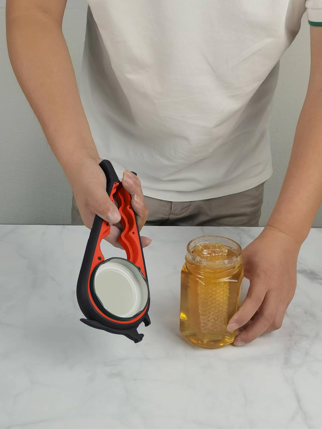 Otstar Jar Opener - Easy Grip Bottle & Can Opener for Seniors with Arthritis | Black & Red