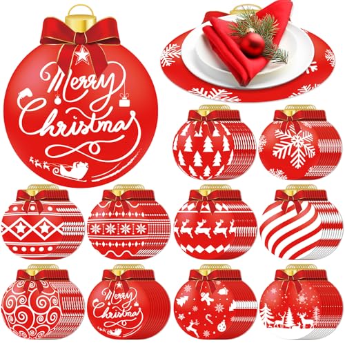 OBUSATT 100Pcs Disposable Christmas Ball Placemats - Holiday Table Decor