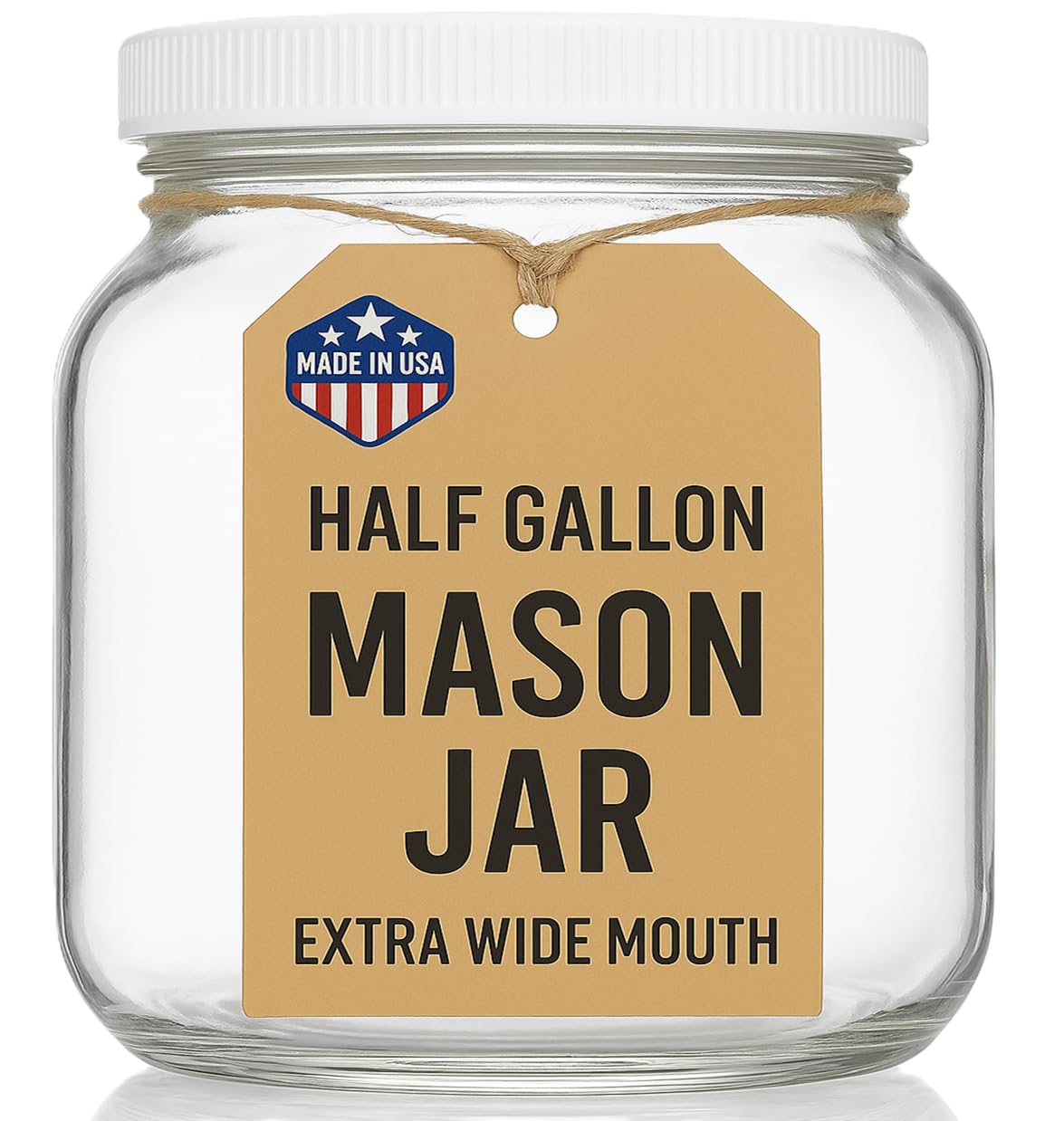 kitchentoolz Half Gallon Mason Jar - Wide Mouth 1/2 Gallon Glass Jar with Lid - Airtight Glass Storage Containers with Lid Fermenting, Canning, and Dry Storage - Made in USA