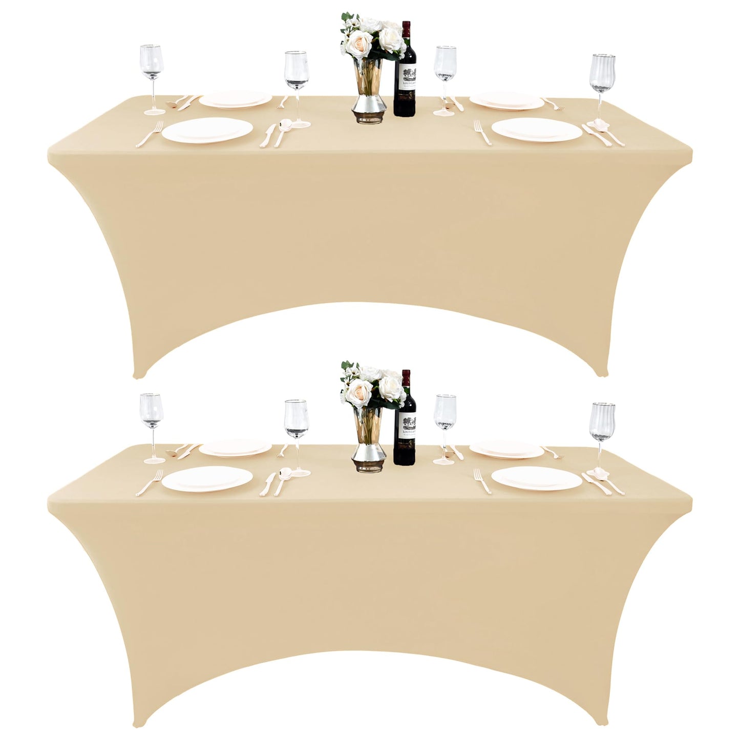 ZarzaaSik 10-Pack 4ft Spandex Table Covers for Rectangular Folding Tables - Wrinkle Resistant Stretch Tight Table Cloths - Fitted Table Protector for Parties, Trade Shows, Banquet, and Wedding