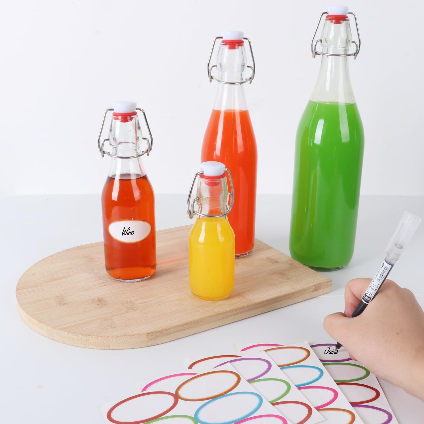 EkkoVla 12 Pack 4 oz Swing Top Glass Bottles, Flip Top Brewing Bottles with Airtight Rubber Seal Flip Caps for Kombucha, Beverages, Oil, Beer, Kefir, Vinegar, Wine