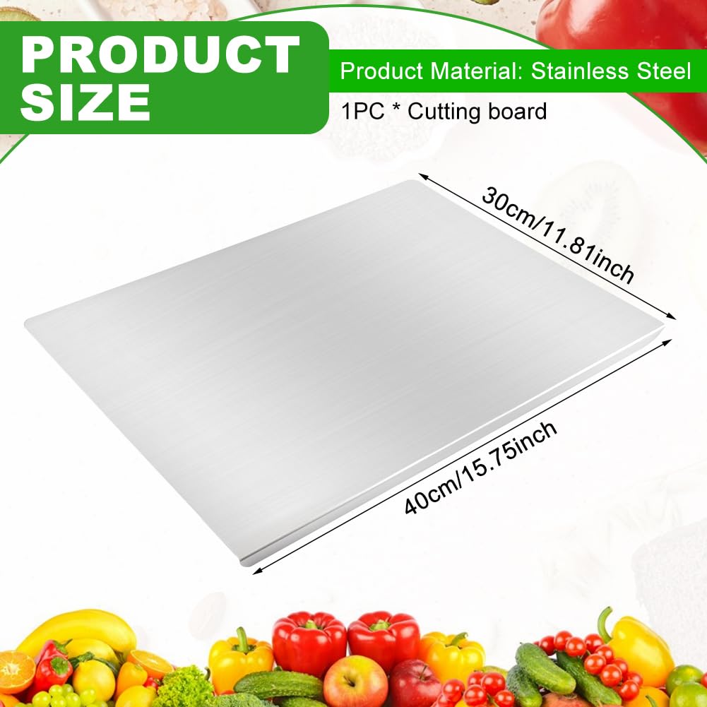 Stainless Steel Cutting Boards with Lip for Kitchen, Metal Cutting Board over Sink Large Cuttig Board, Baking-Cutting-Chopping-Board Suitable for Meat, Fruits, Vegetables, Bread, Noodle, and Pizza