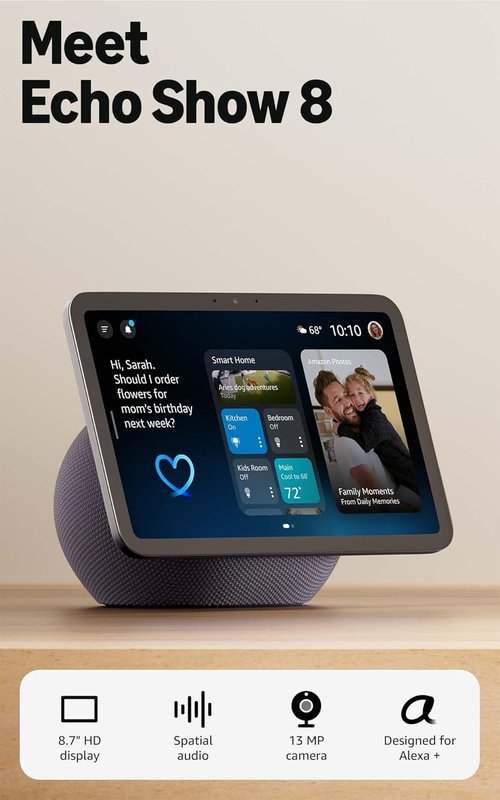 Amazon Echo Show 8 - Vibrant HD 8.7" Display with Spatial Audio | Designed for Alexa, Graphite