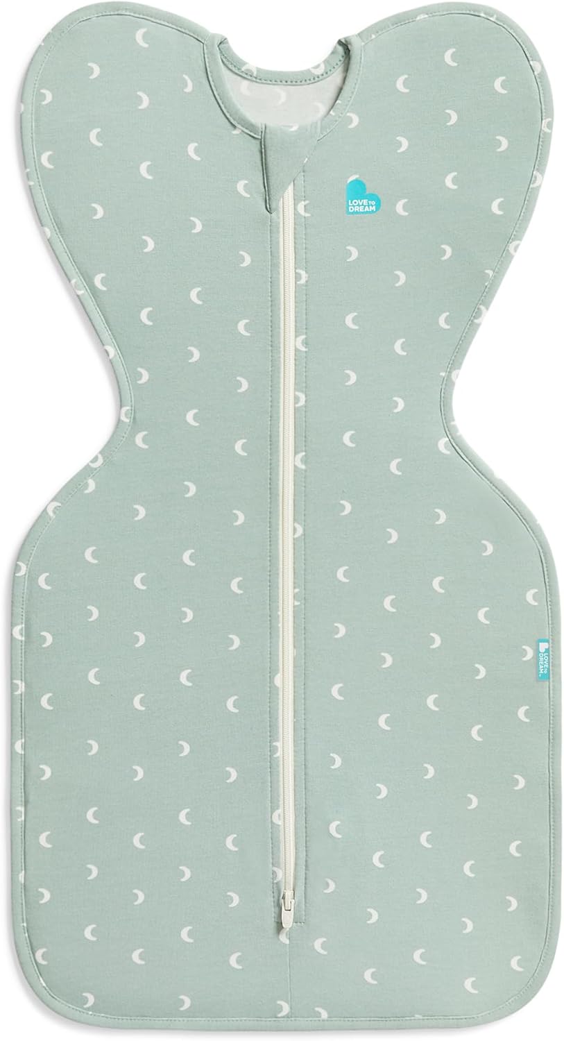 Love to Dream Swaddle Up Original - Ultra Breathable Cotton Wearable Blanket, 1.0 TOG, Medium 13-19lbs, Moon Olive