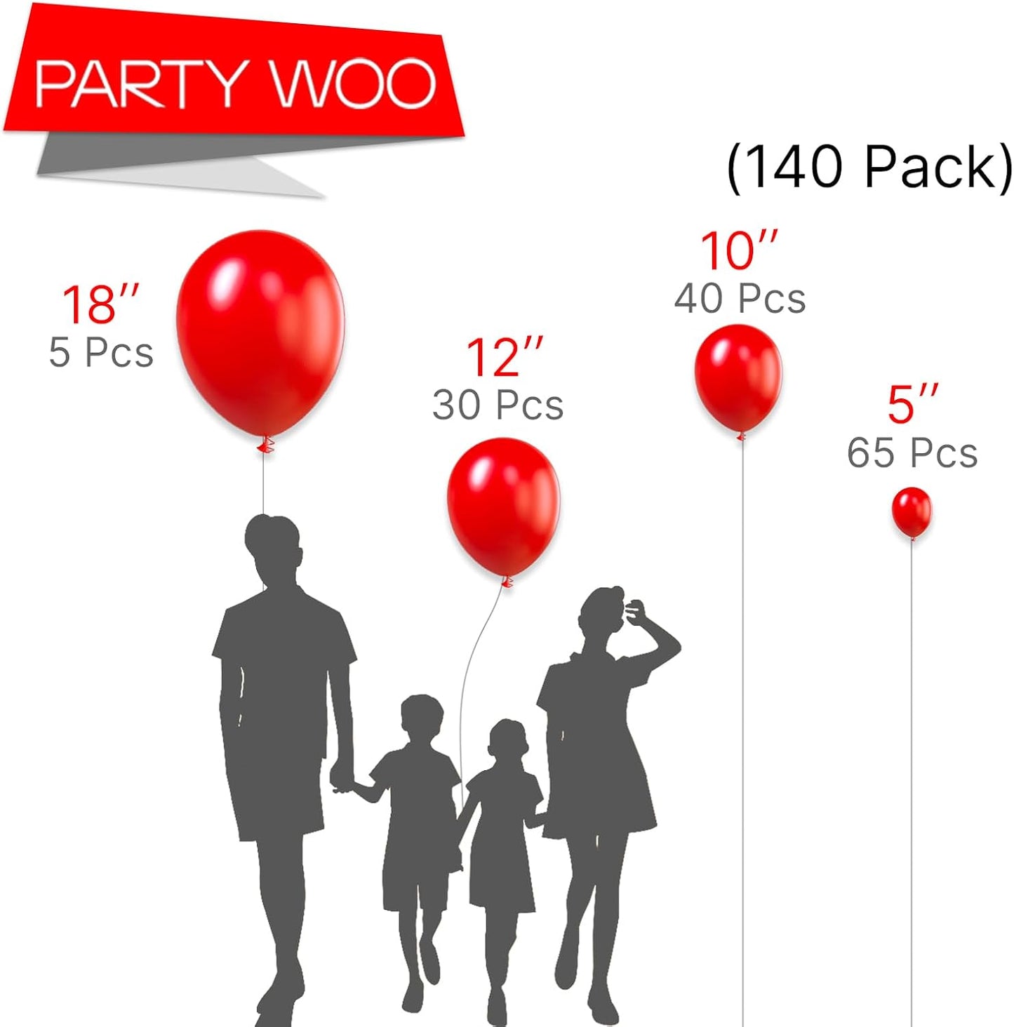 PartyWoo Hunter Green & Red Balloon Arch Kit - 140pcs in 5, 10, 12 & 18 Inch Sizes for Festive Celebrations