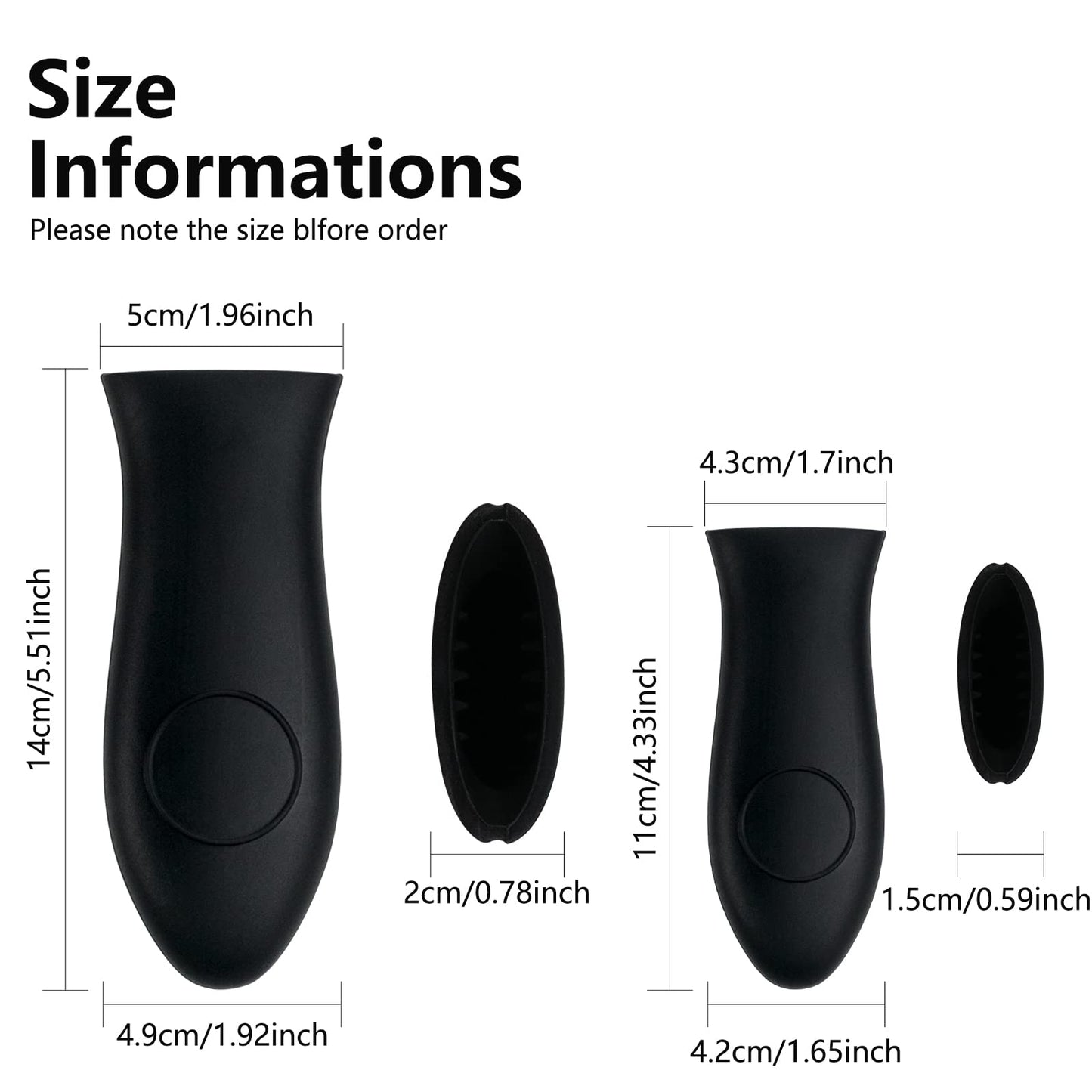 Silicone Hot Handle Holder Small Cast Iron Handle Cover Skillet Handle Cover Griddle Cover Cookware Handles Cover for Frying Pans & Griddles Sleeve Grip Handle Cover Small & Large Black 6 Pcs