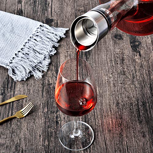 750ml Red Wine Decanter with Built-in Aerator - Crystal Glass Carafe