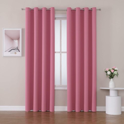 ChrisDowa Grommet Blackout Curtains - Thermal Insulated Room Darkening Panels, Pink | 52W x 72L
