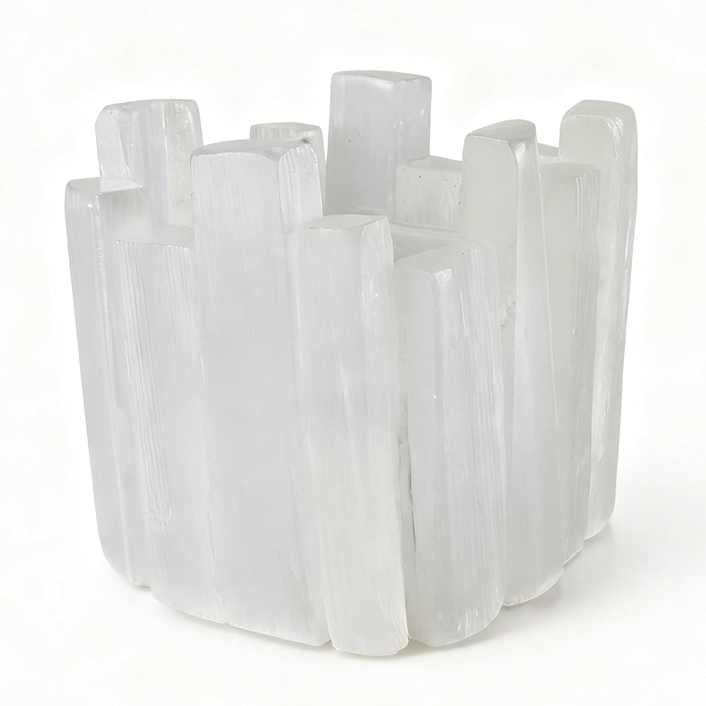 Selenite Tea Light Holder - Natural Crystal Candle Holder for Home Decor, Meditation & Reiki | Square Irregular Cup