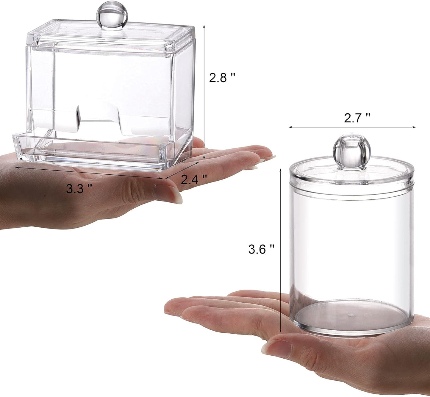 Tbestmax Cotton Swabs Holder - Stylish Bathroom Organizer Jar for Cotton Balls & Swabs | 10/7 OZ, Set of 3