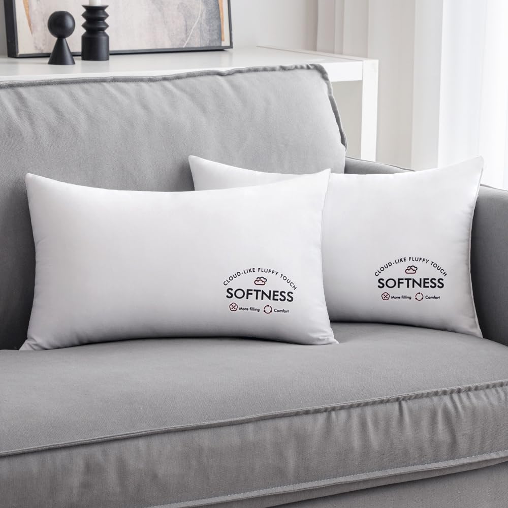 MIULEE 12x20 Throw Pillow Inserts (Set of 2), Rectangle Premium Soft Decorative Pillow Inserts for Sofa Bed Living Room