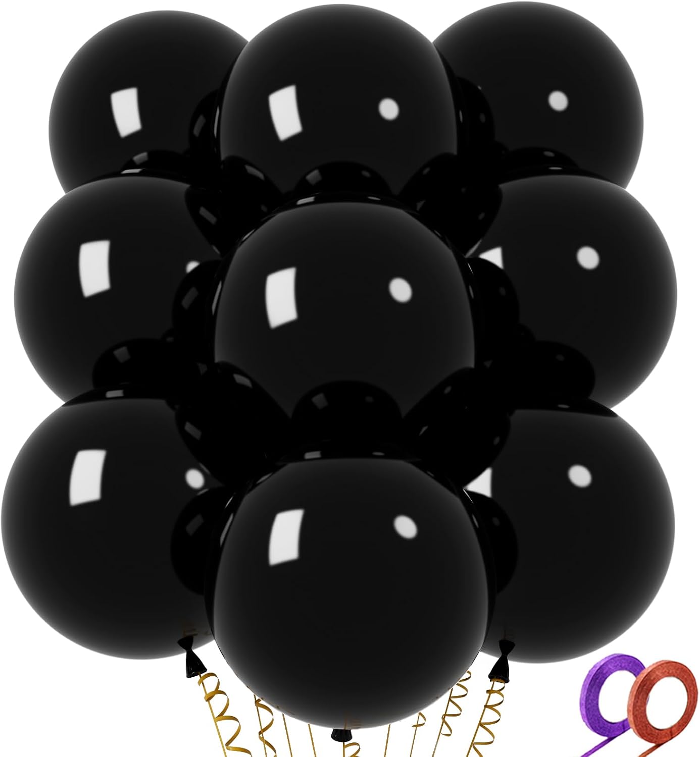 Skiennix 18-Inch Black Big Balloons - 32 Pcs Round Latex Party Decorations for Birthdays & Weddings