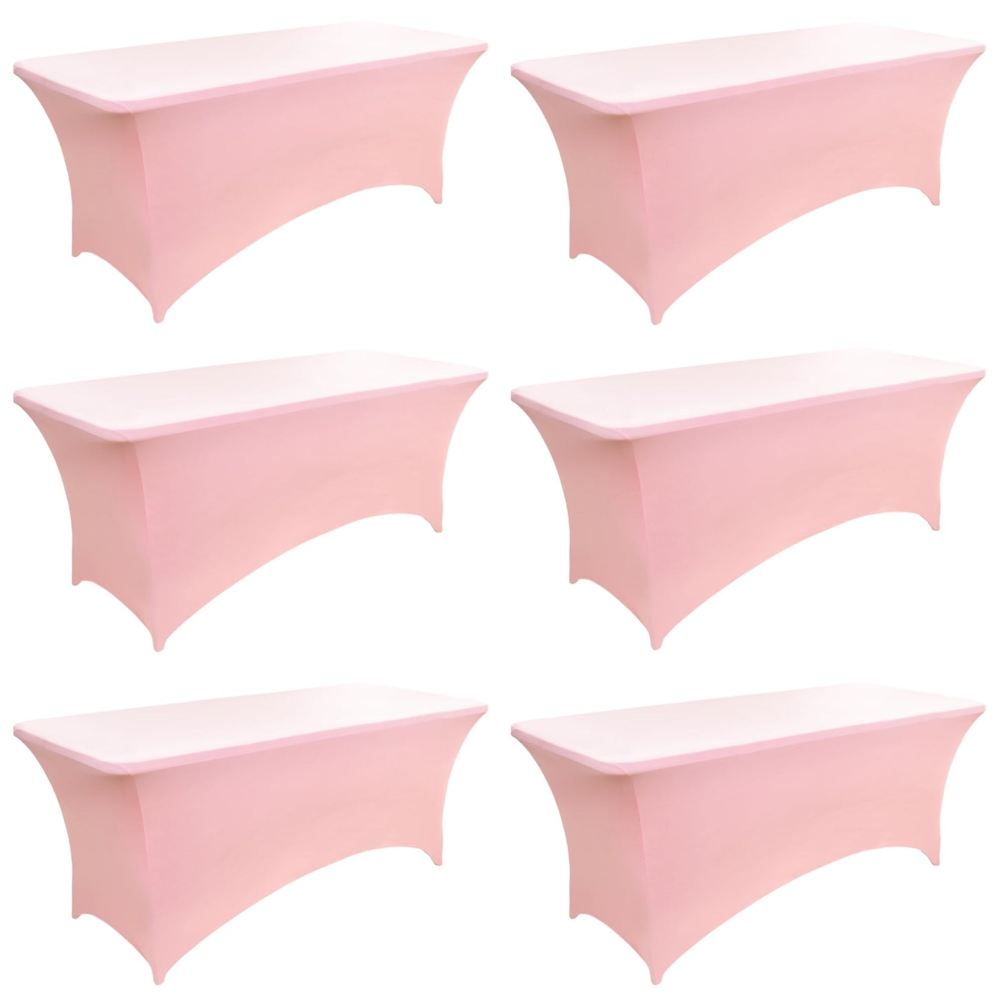 ZarzaaSik 6-Pack 6ft Spandex Table Covers for Rectangle Standard Folding Tables - Wrinkle Resistant Stretch Tablecloths - Ultimate Fitted Table Protector for Parties, Trade Shows, Wedding