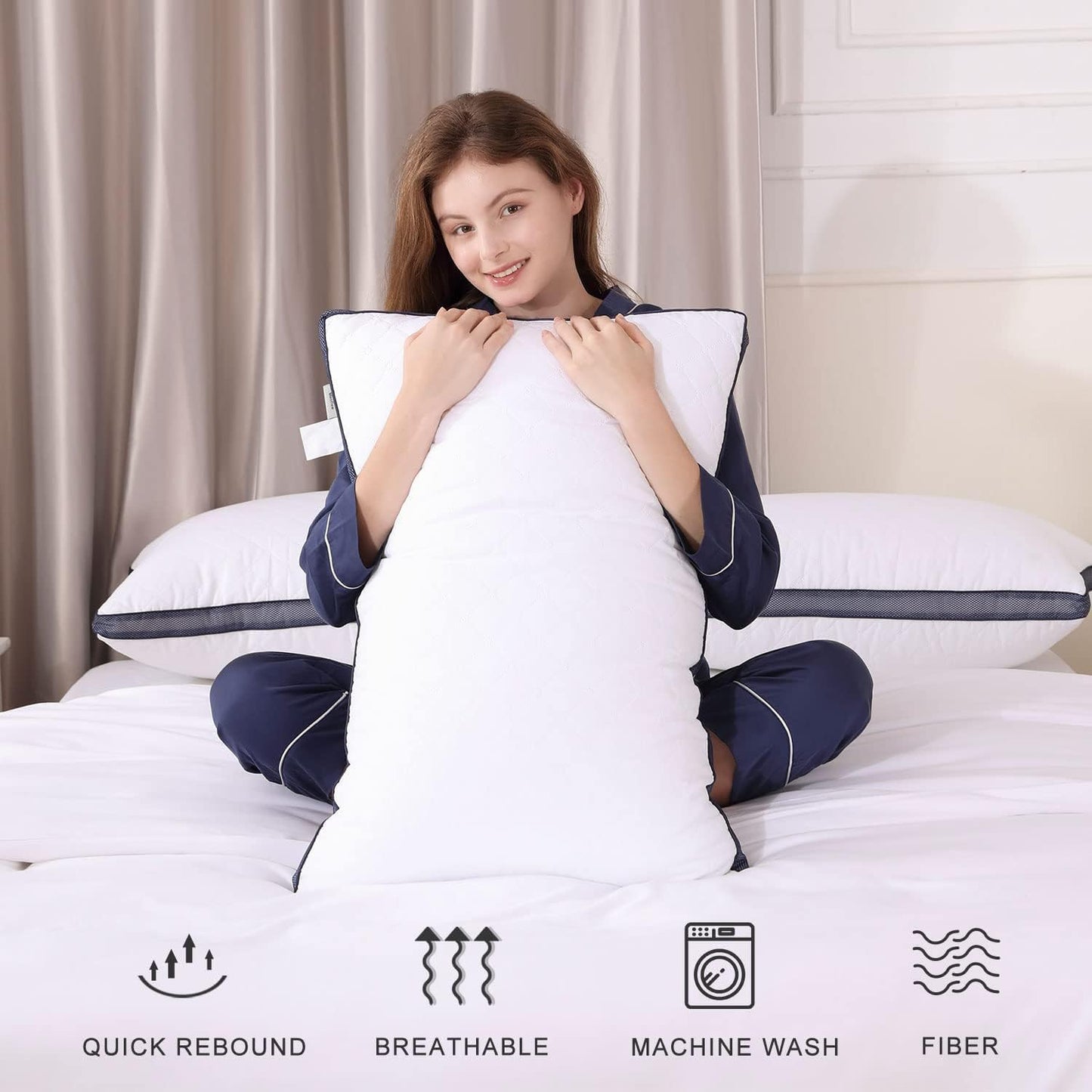 Meoflaw Luxury Hotel Pillows for Sleeping - Standard Size Set of 4 for Side & Back Sleepers