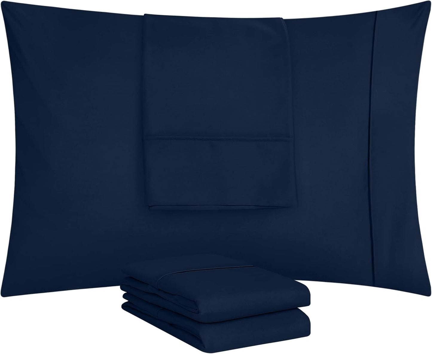Utopia Bedding King Pillow Cases | 4-Pack Soft Brushed Microfiber | Fade Resistant 20 x 40 Inches (Navy)