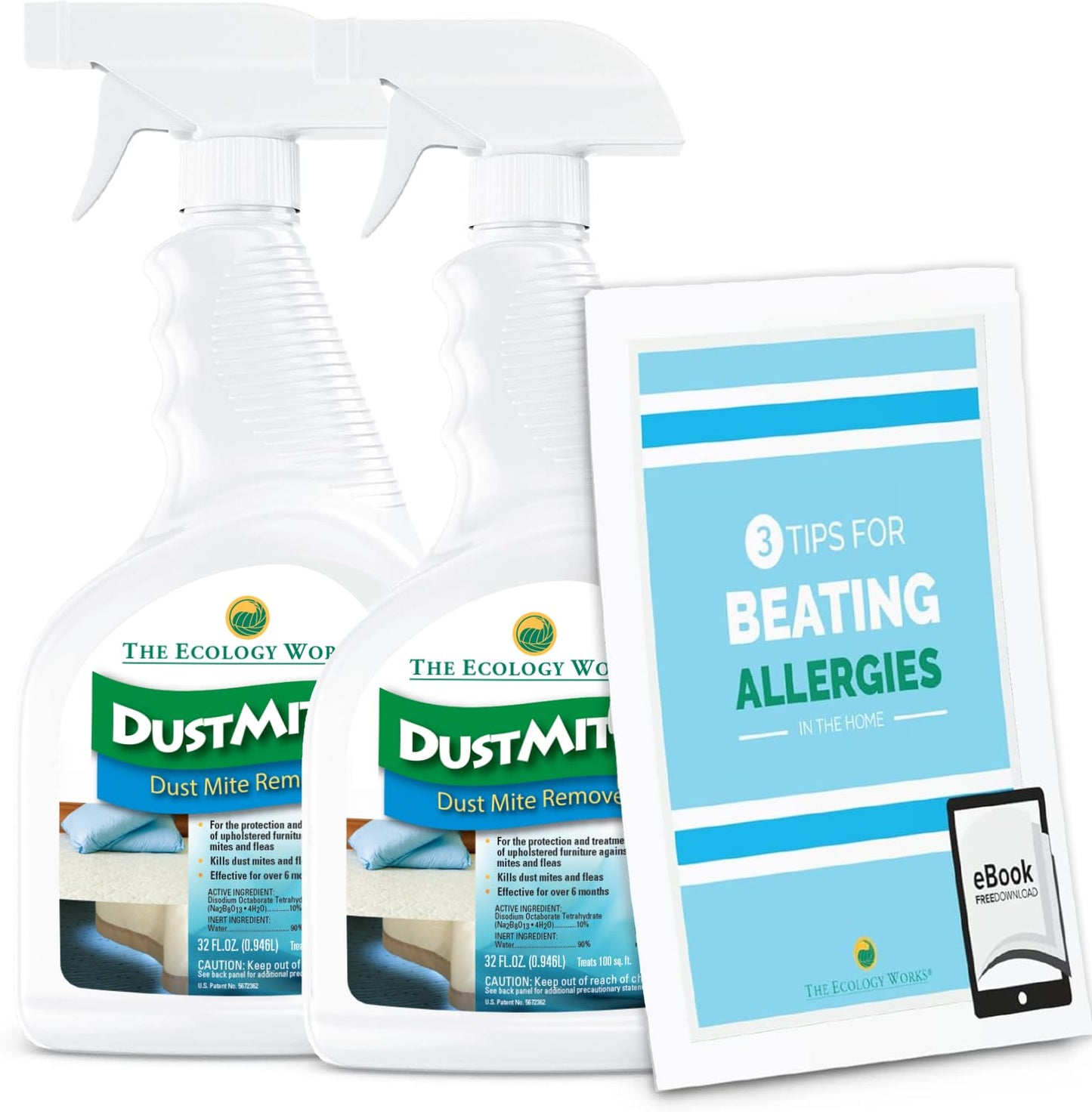 DustmiteX Dust Mite Spray - Dust Mites Remover + Flea Killer for Allergy & Asthma Relief for Cleaning in Home, Bed, Pet Bedding, & Furniture, Anti Allergen Dust Mites Killer