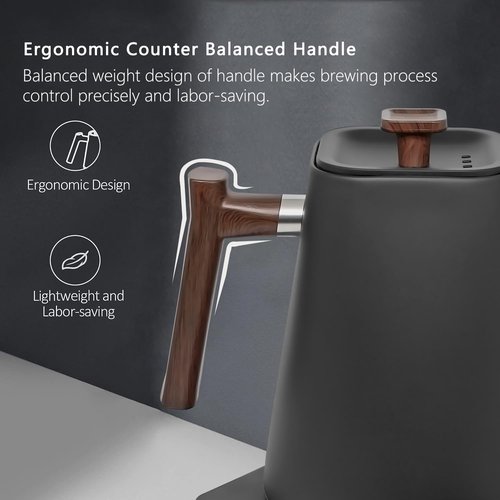 Electric Kettles, Gooseneck Electric Kettle, ±1℉ Temperature Control, for Pour Over Coffee and Tea, 304 Stainless Steel Inner, BPA-Free, Quick Heating Electric Kettles for Boiling Water, 1L Black