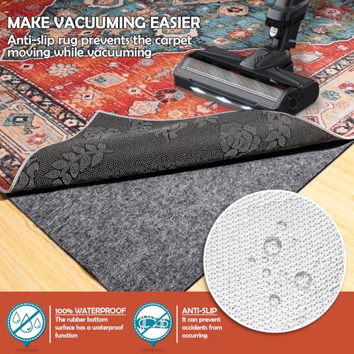 Waterproof Rug Pad, 10x14 Ft Under Area Carpet Non Slip Pads for All