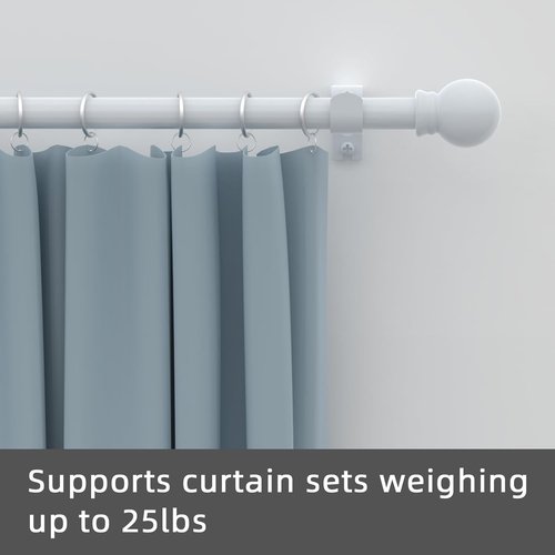 GXOACKJ Heavy-Duty Metal Curtain Rod Set - Decorative White, 48 to 84-Inch with Brackets