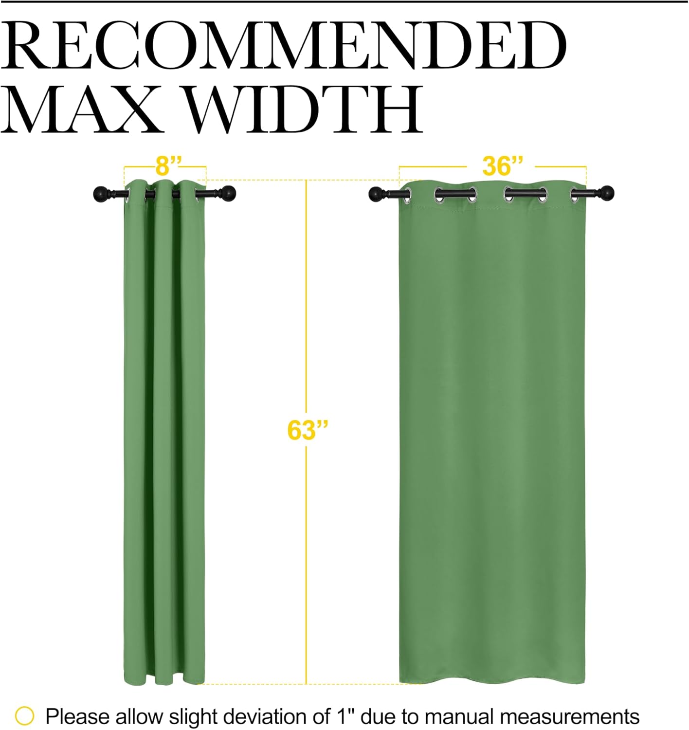 NICETOWN Room Darkening Curtains - 63" Long Set of 2 | Thermal Insulated Blackout Drapes in Forest Green