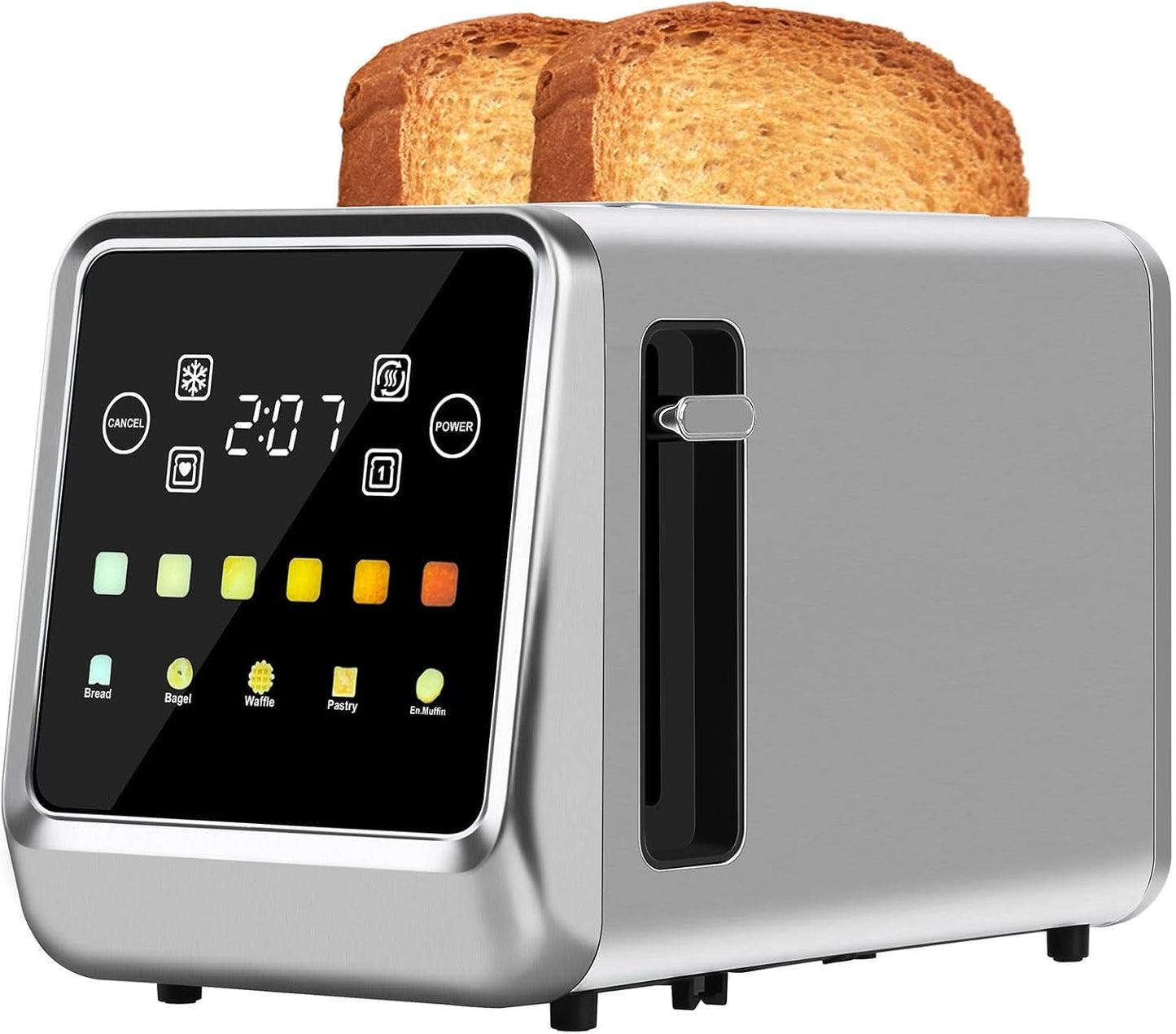 Skiennix Touch Screen Toaster - 2 Slice Stainless Steel with LCD Display & Extra Wide Slots