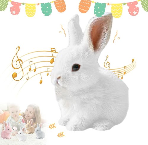 Interactive Easter Bunny Toy - Hopping Plush Rabbit with Sounds & Movements | White