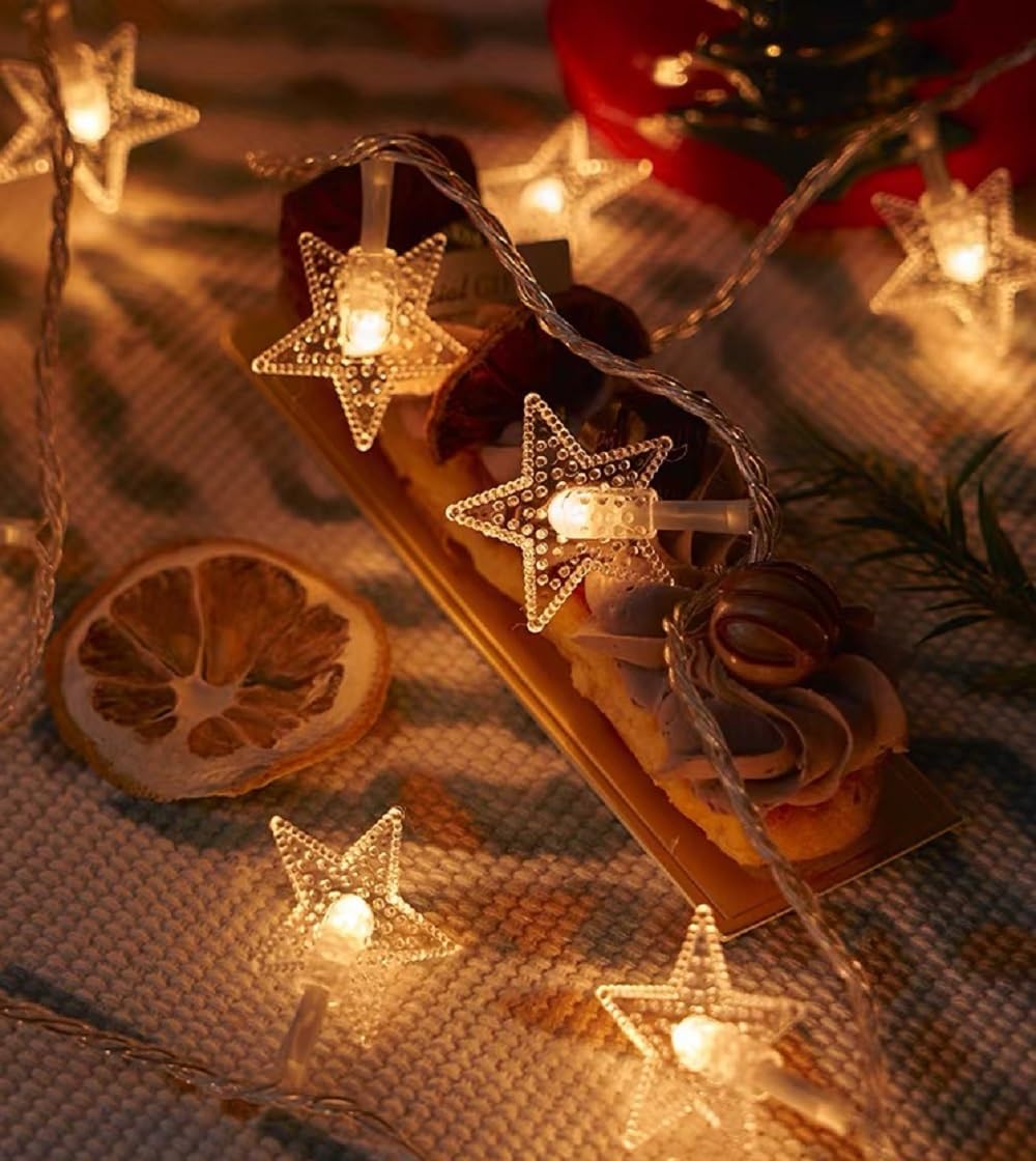 WFGGEH Star Fairy String Lights - 10ft USB Powered 20 LED Warm White for Party & Home Decor