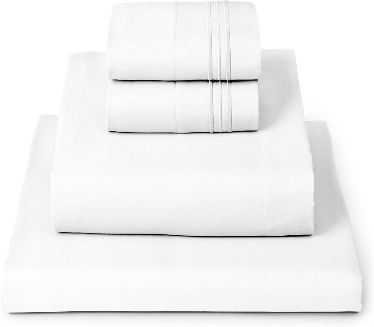 Mellanni Queen Sheets Set - 4 PC Hotel Luxury Bedding | Extra Soft, Cooling, Wrinkle-Resistant (White)