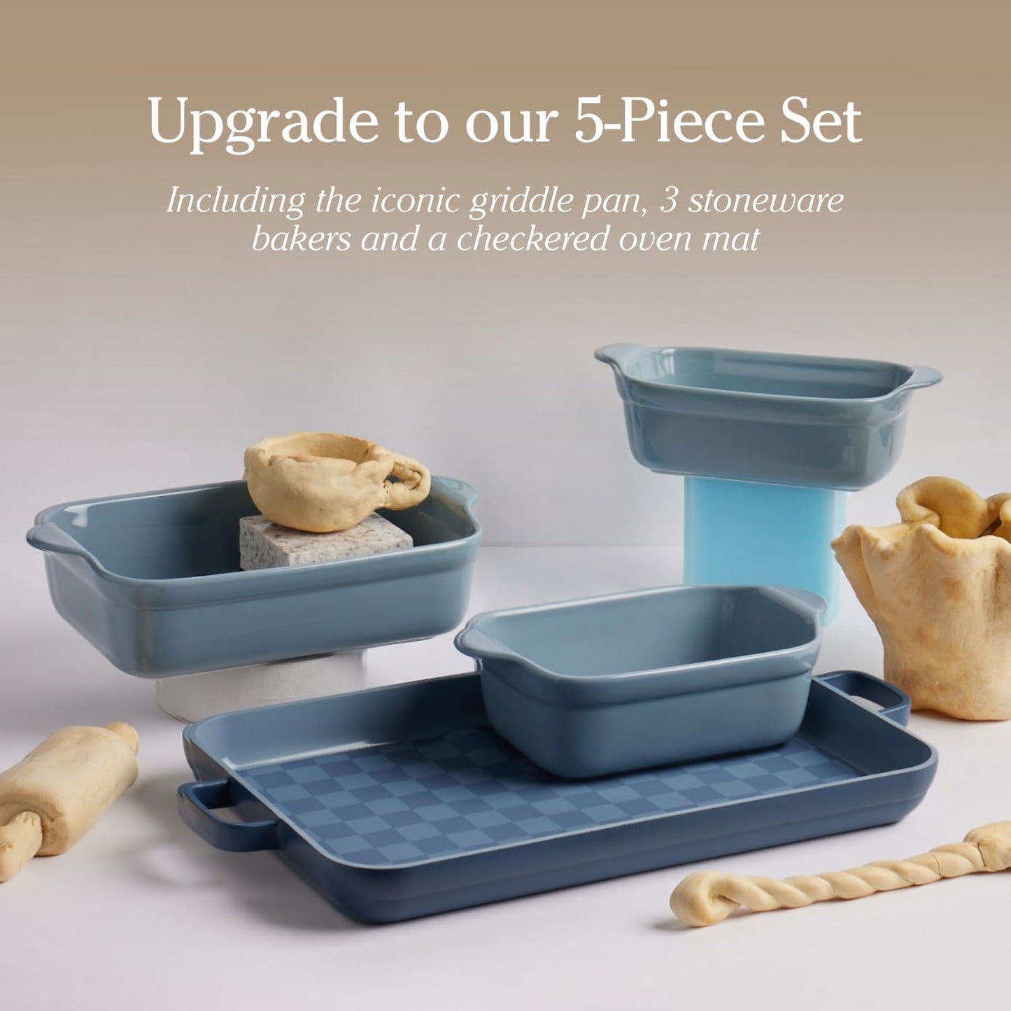 Our Place Mini Griddle Pan - 9" Nonstick Ceramic Griddle for Stovetop & Oven | PFAS-Free, Easy-Grip Handles | Blue Salt