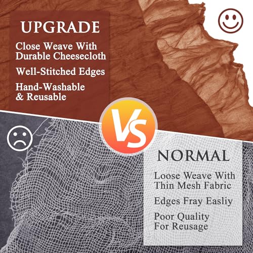 Fall Table Runner Cheesecloth 10FT Terracotta Boho Burnt Orange Gauze Cheese Cloth Rustic Sheer Table Runners for Wedding Bridal Baby Shower Party Decoration