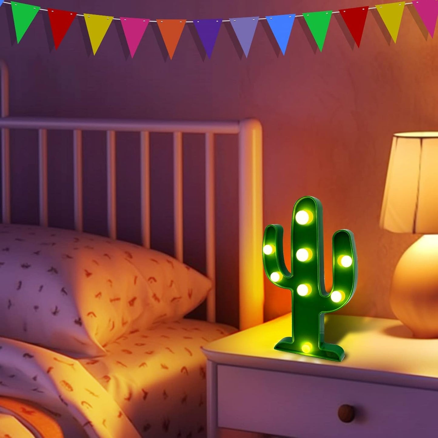 LED Cactus Light by Extra Large | 2-Pack Cute Night Lamp for Cinco de Mayo Decorations - 10 x 5.5 Inch