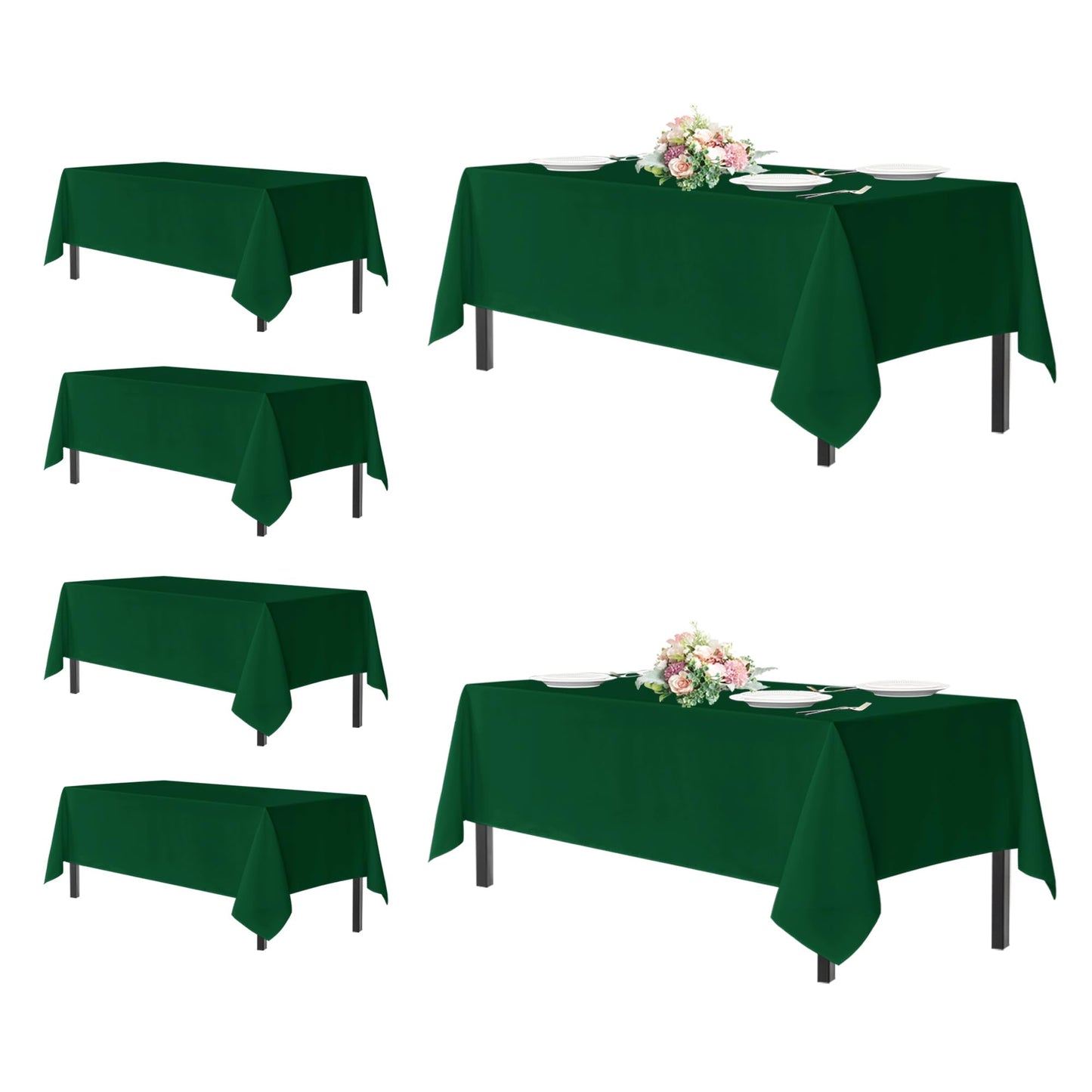 sancua Tablecloths for 6 Foot Rectangle Tables, 6 Pack - Washable Polyester Fabric Table Cloth for Chirstmas Party, Birthday, Banquet Reception, 54x108 Inch Hunter Green