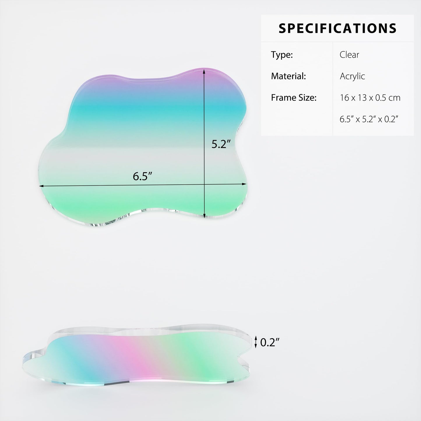 Leadiy Acrylic Coaster Decorative Plates, Irregular Bar Drink Coaster, Clear Cloud Shape Coffee Cup Coaster, Perfect for Tabletop Protection and Accessories Display.(Iridescent)